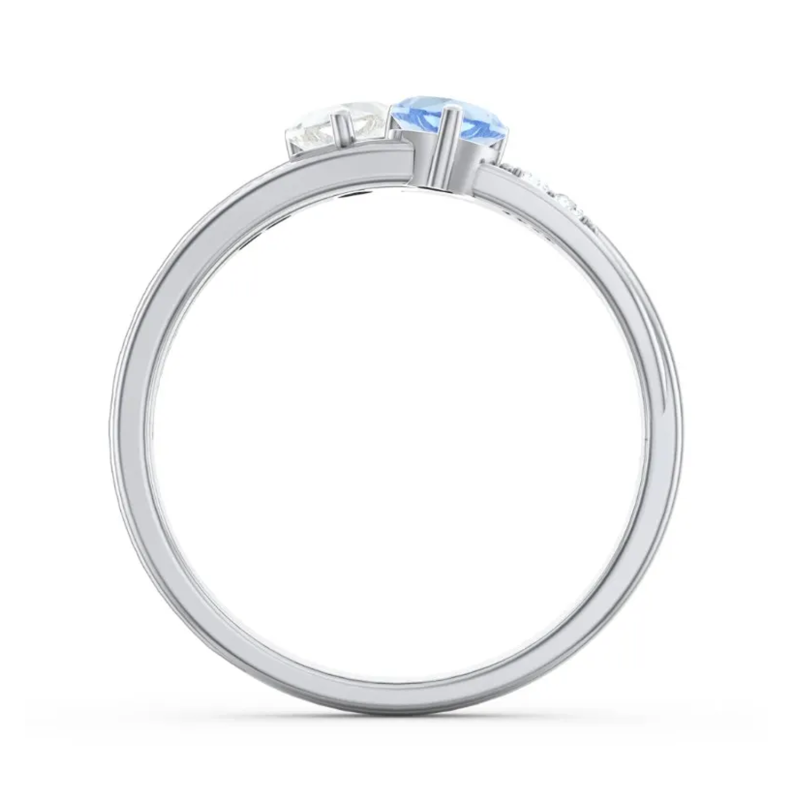 Sterling Silver Cubic Zirconia Personalized Birthstone Engraving & Heart Birthstone Ring-5