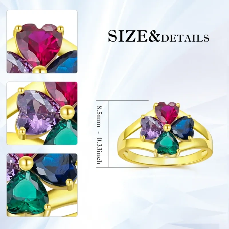 14-karätiger Goldring mit Zirkonia, personalisiertem Geburtsstein und Gravur-6