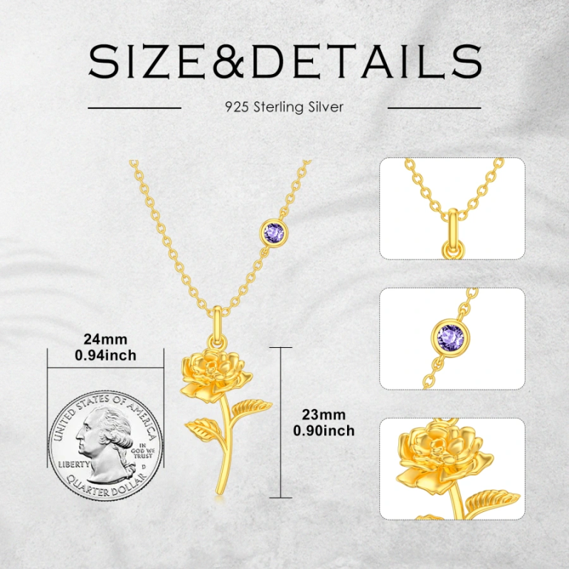 Collier pendentif personnalisé en or 10 carats avec pierre de naissance rose, grand-mère, mère et sœurs-5