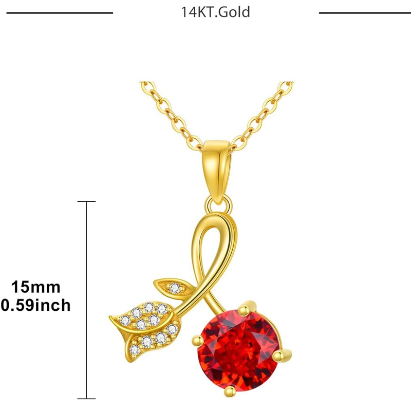Collier rose personnalisé en or 14 carats avec pierre de naissance pour femme-4