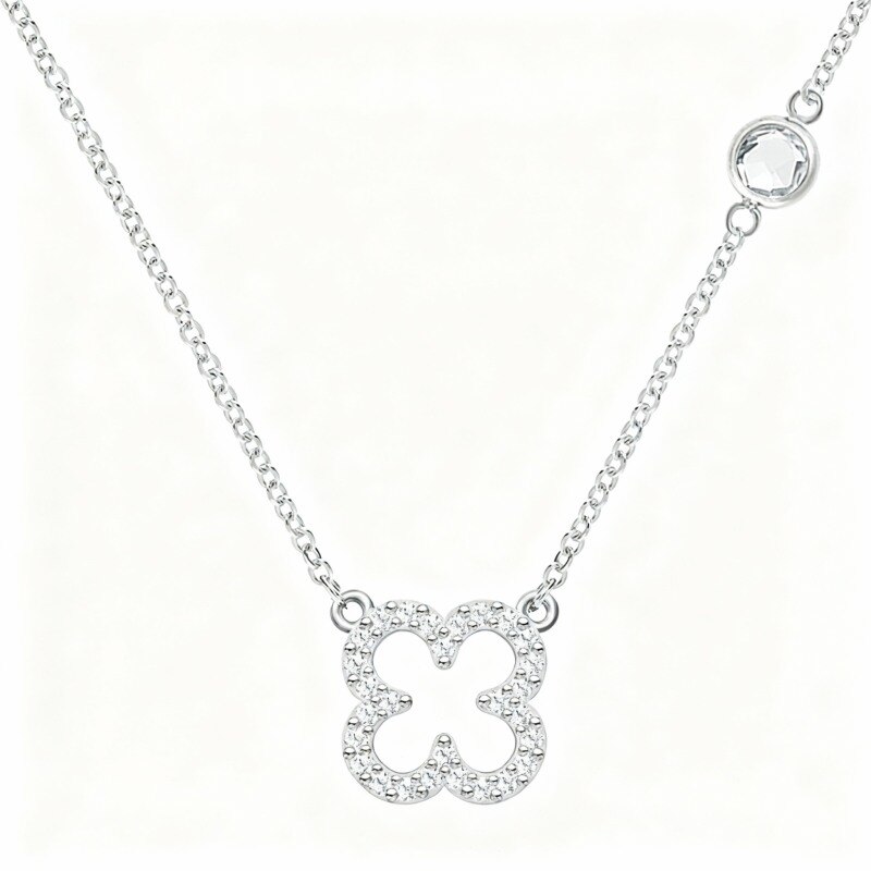 Collier pendentif fleurs sauvages en or blanc 10 carats avec zircon cubique et pierre de naissance personnalisée-1