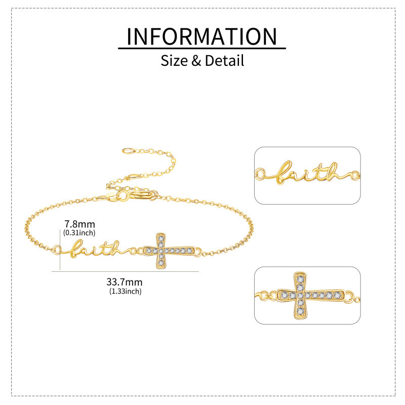 10K Gold Personalized Name Cross Bracelet for Women-5
