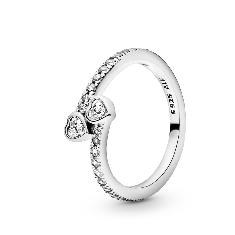 Bague personnalisée en or rose 14 carats avec zircon cubique et gravure en forme de cœur-2