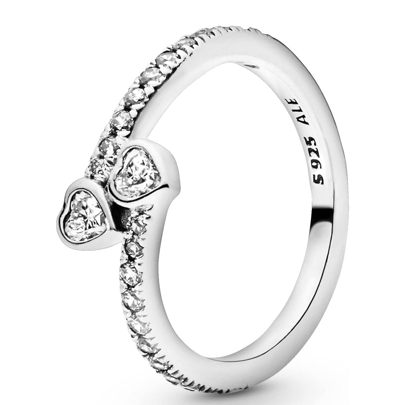 Bague personnalisée en or rose 14 carats avec zircon cubique et gravure en forme de cœur-3