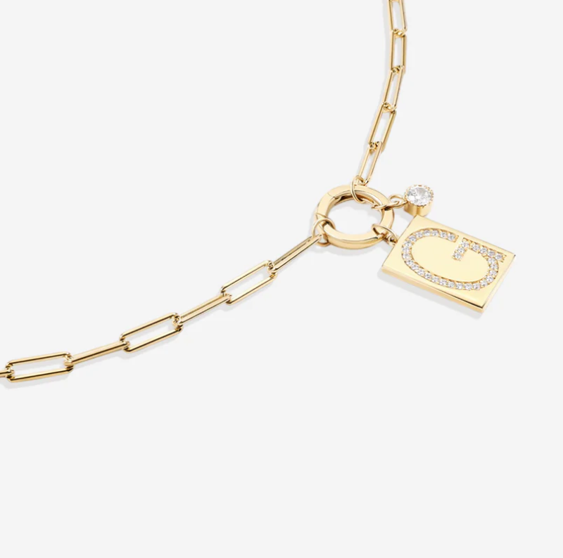 10K Gold Cubic Zirconia Personalized Initial Letter Pendant Necklace-3
