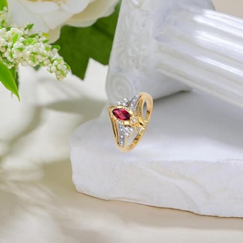 Anillo de graduación de oro de 10 quilates con circonita cúbica-3