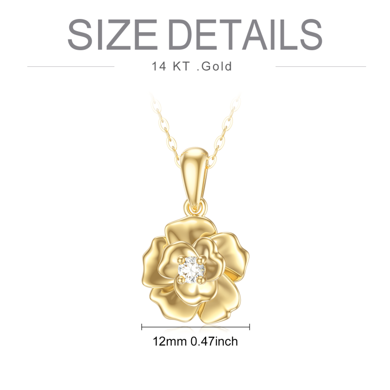 Collier pendentif rose en or 10 carats et zircon cubique-6