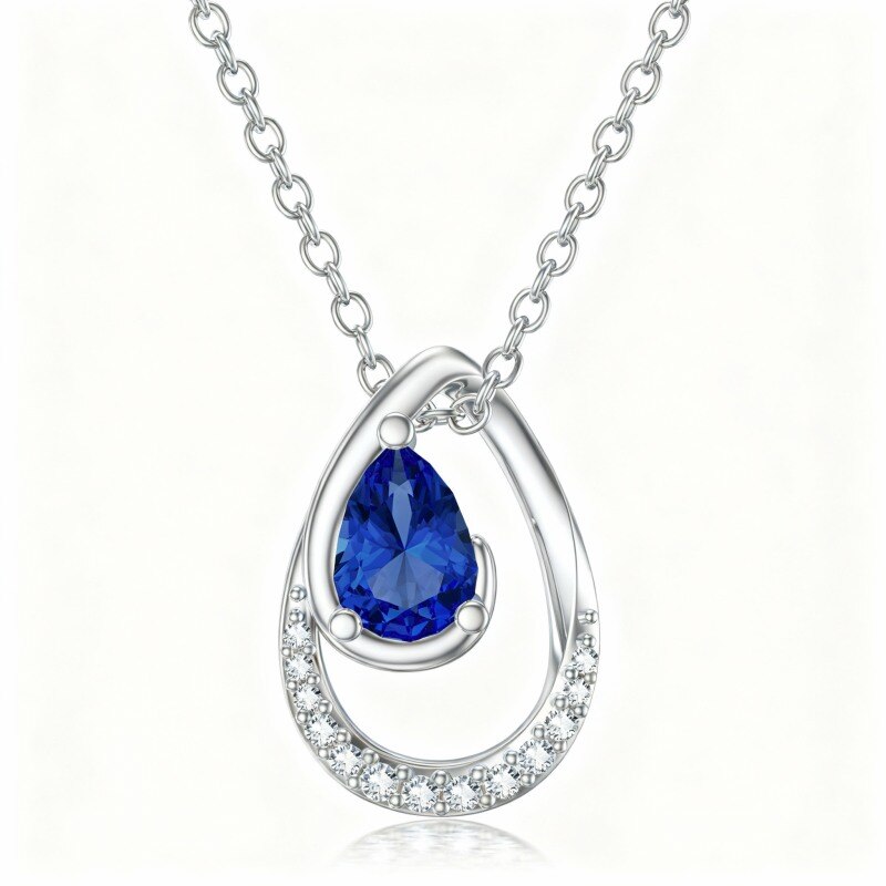 Collier pendentif rond en or blanc 18 carats et zircon cubique-1