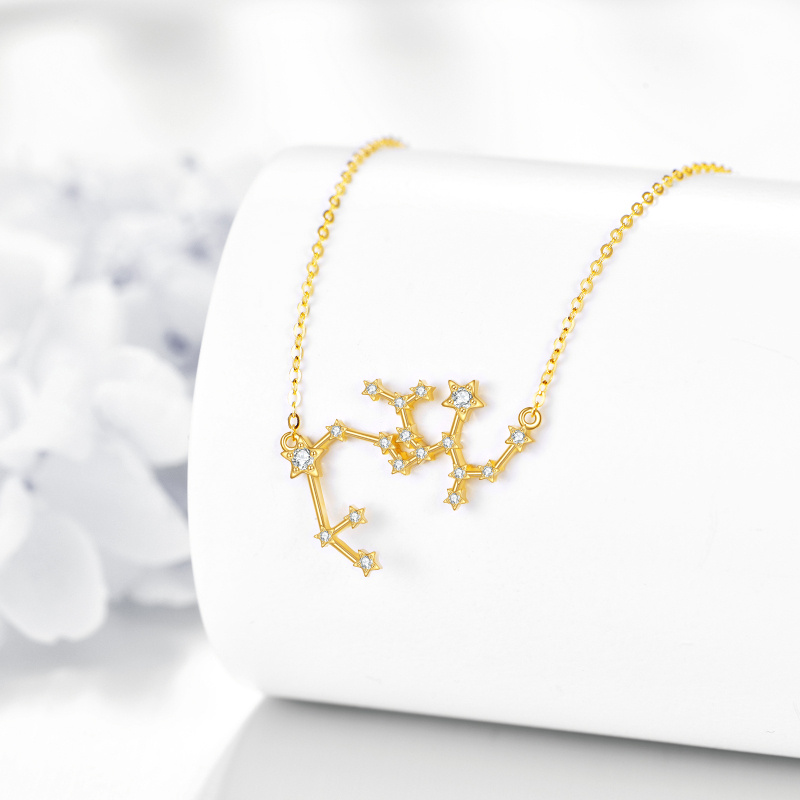 Collar con colgante de Sagitario de platino con circonitas cúbicas chapadas en oro blanco-4