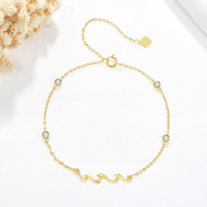 18K Rose Gold Cubic Zirconia Spray Charm Bracelet-4