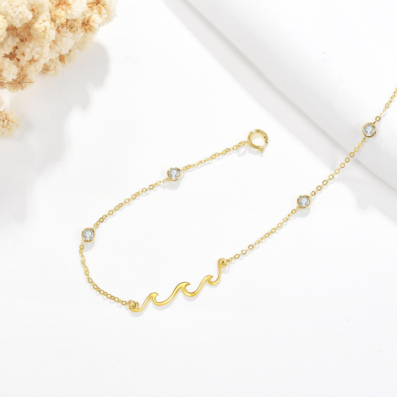 18K Rose Gold Cubic Zirconia Spray Charm Bracelet-5