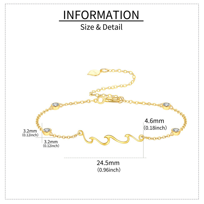18K Rose Gold Cubic Zirconia Spray Charm Bracelet-6