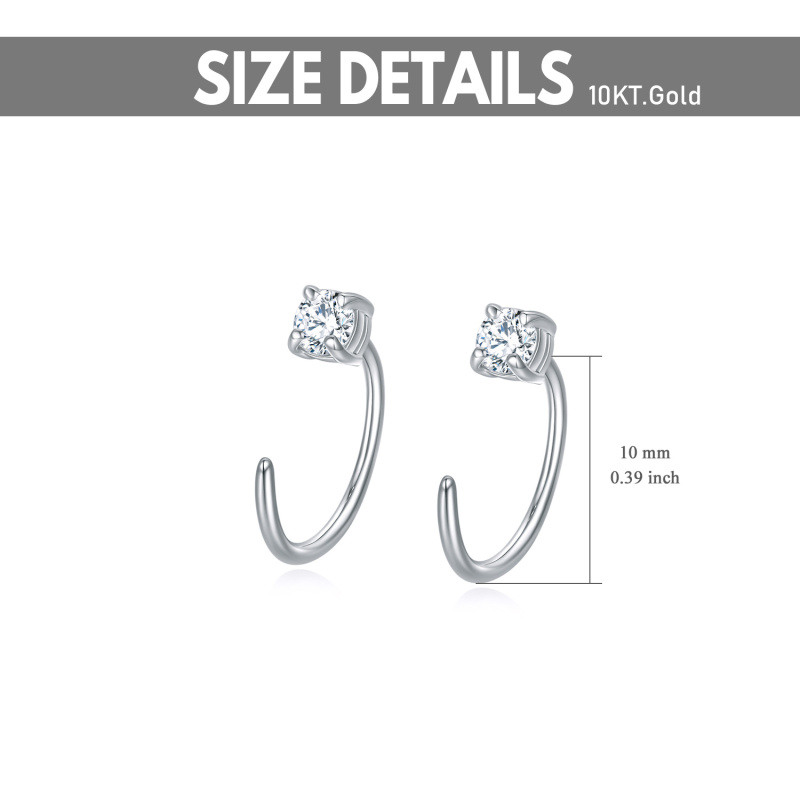 Platinum with White Gold Plated Cubic Zirconia Square Stud Earrings-5
