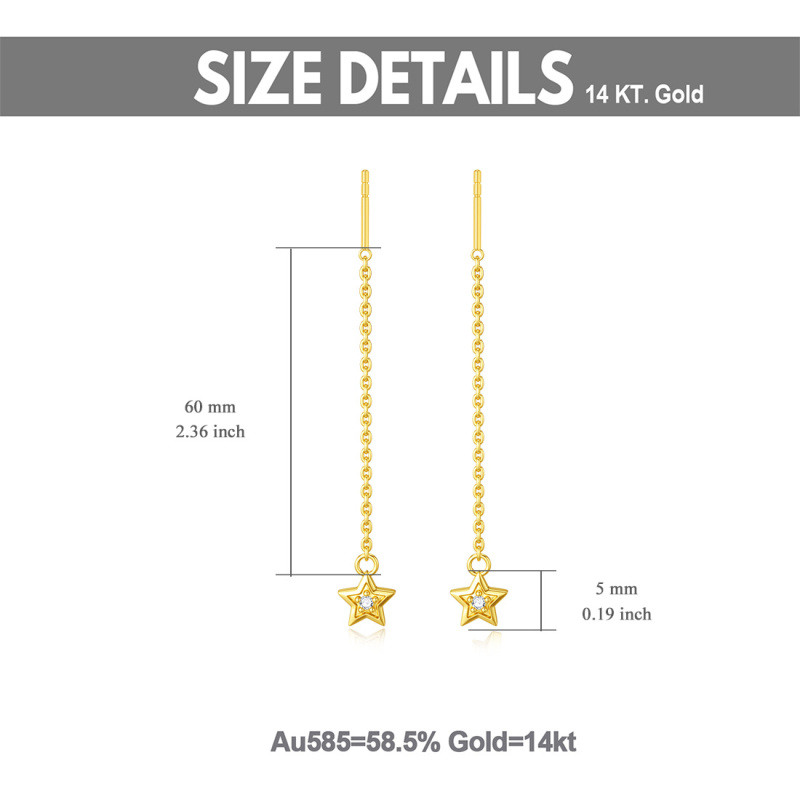 14K Rose Gold Cubic Zirconia Star Drop Earrings-6