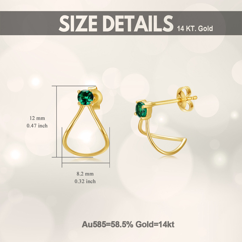 Boucles d'oreilles puces en or 14 carats et zirconiums cubiques-5