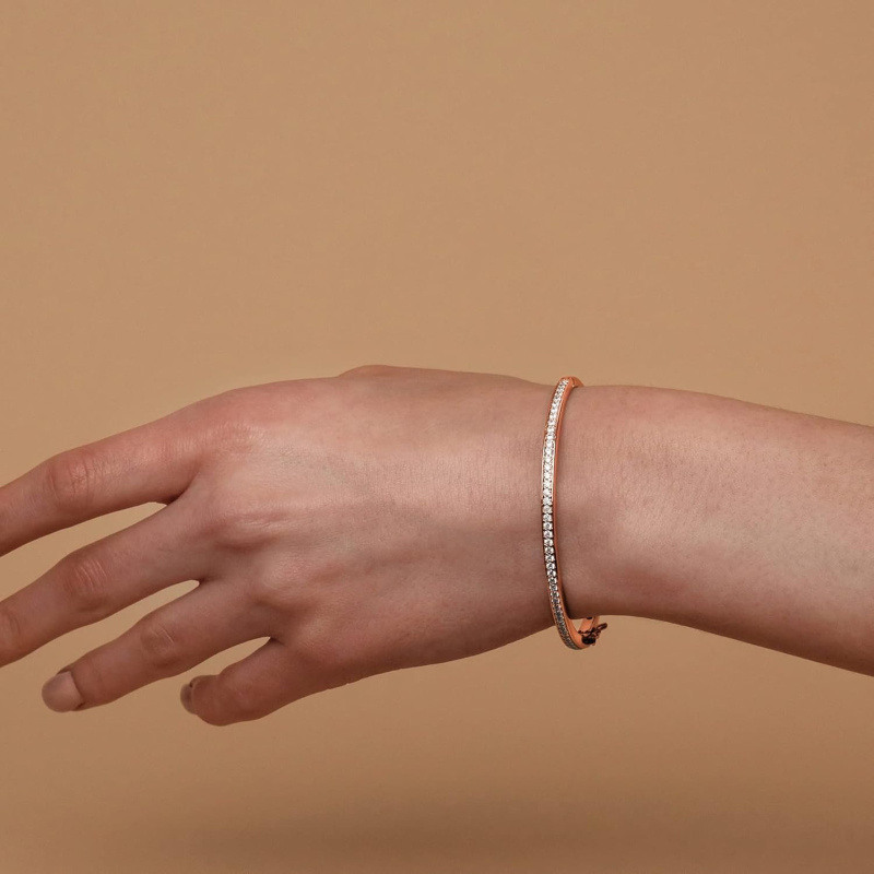 Bracelet de tennis en or rose 18 carats et zirconiums cubiques-3