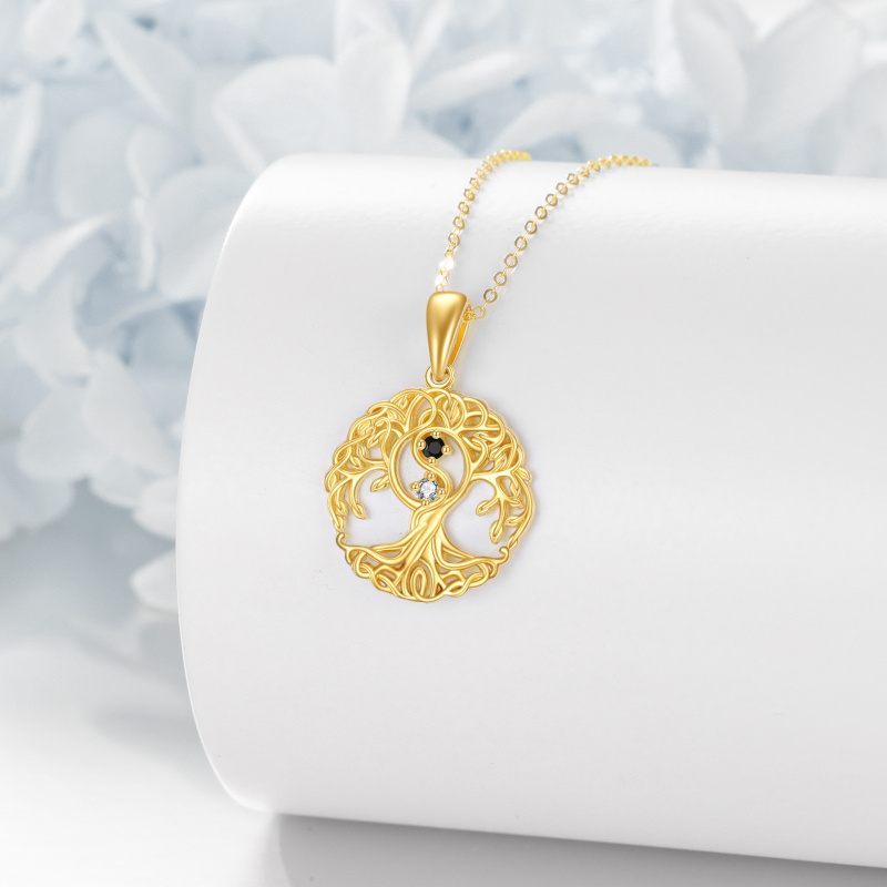 Collier pendentif Arbre de Vie en or 14 carats et zirconiums cubiques-4