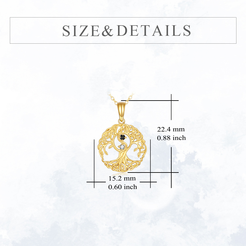 Collier pendentif Arbre de Vie en or 14 carats et zirconiums cubiques-5