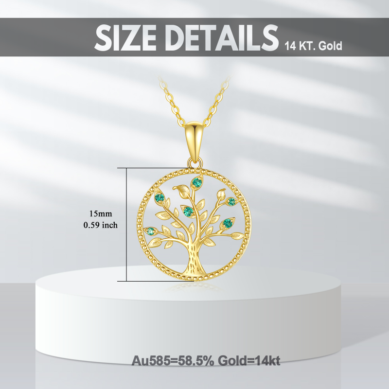 Halskette mit Anhänger in Form eines Lebensbaums aus 18-karätigem Gold mit Zirkonia-6
