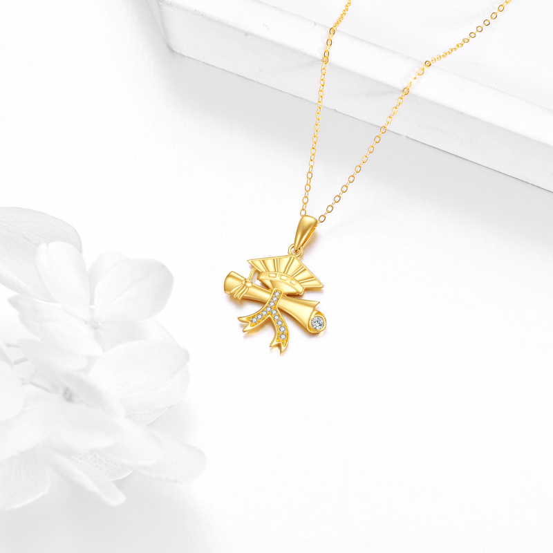 Collier pendentif en or 14 carats et zircon cubique en forme de bouchon de tranchée-3