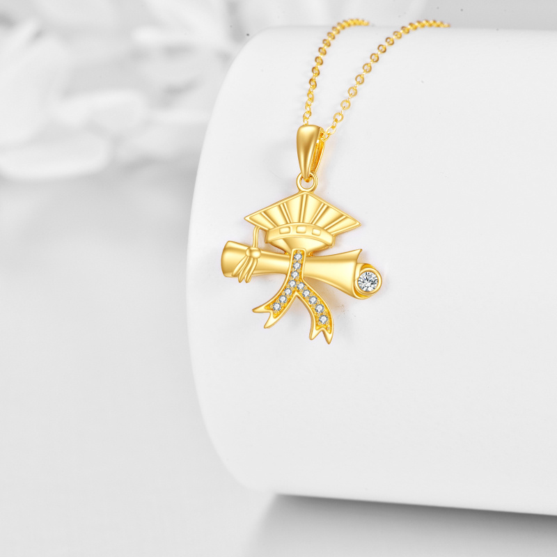Collier pendentif en or 14 carats et zircon cubique en forme de bouchon de tranchée-4