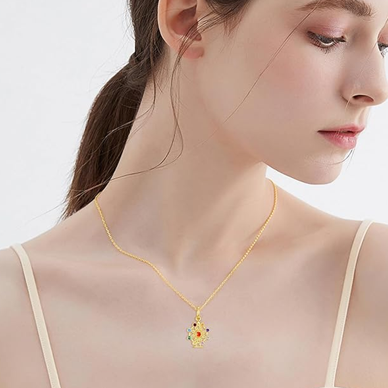Collier Chakras Fleurs Sauvages en Or 18 Carats pour Femme-2