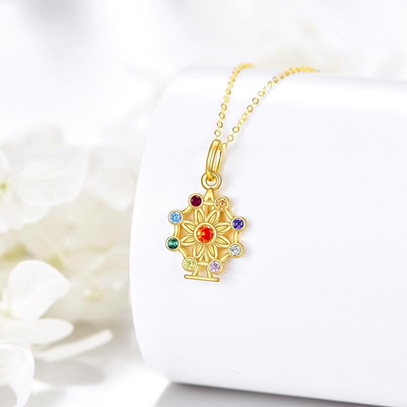 Collier Chakras Fleurs Sauvages en Or 18 Carats pour Femme-3