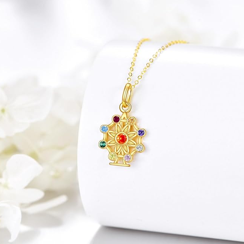 Collier Chakras Fleurs Sauvages en Or 18 Carats pour Femme-4