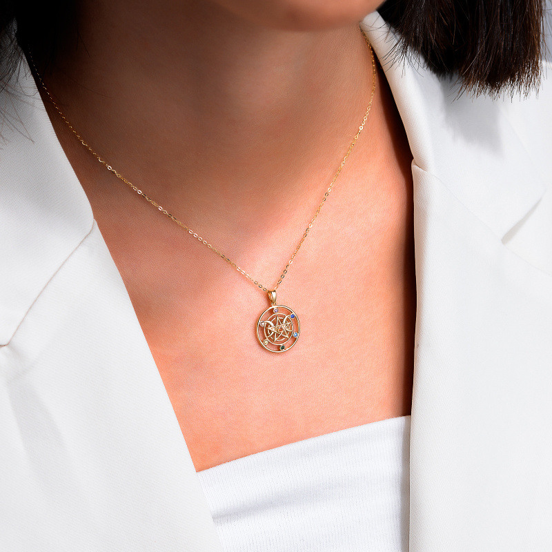 14K Gold Cubic Zirconia Witch Knot Pendant Necklace-2