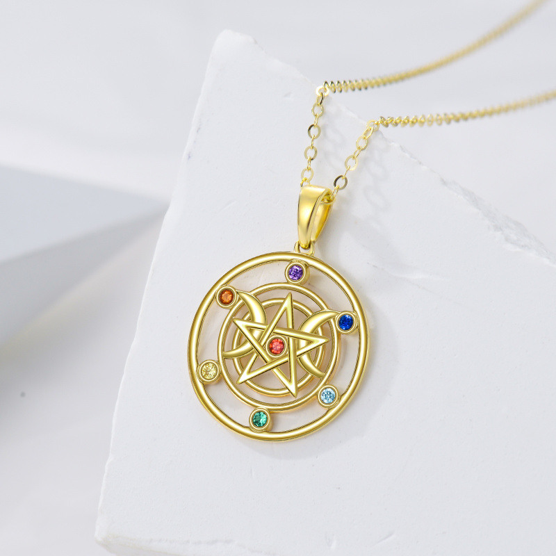 14K Gold Cubic Zirconia Witch Knot Pendant Necklace-4
