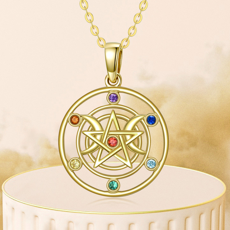 14K Gold Cubic Zirconia Witch Knot Pendant Necklace-6