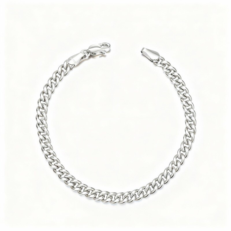 Bracelet à maillons gourmette en or blanc 14 carats-1