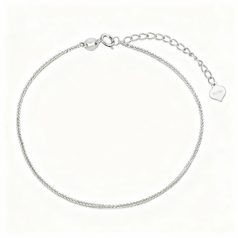 14K White Gold Curb Chain Bracelet-1
