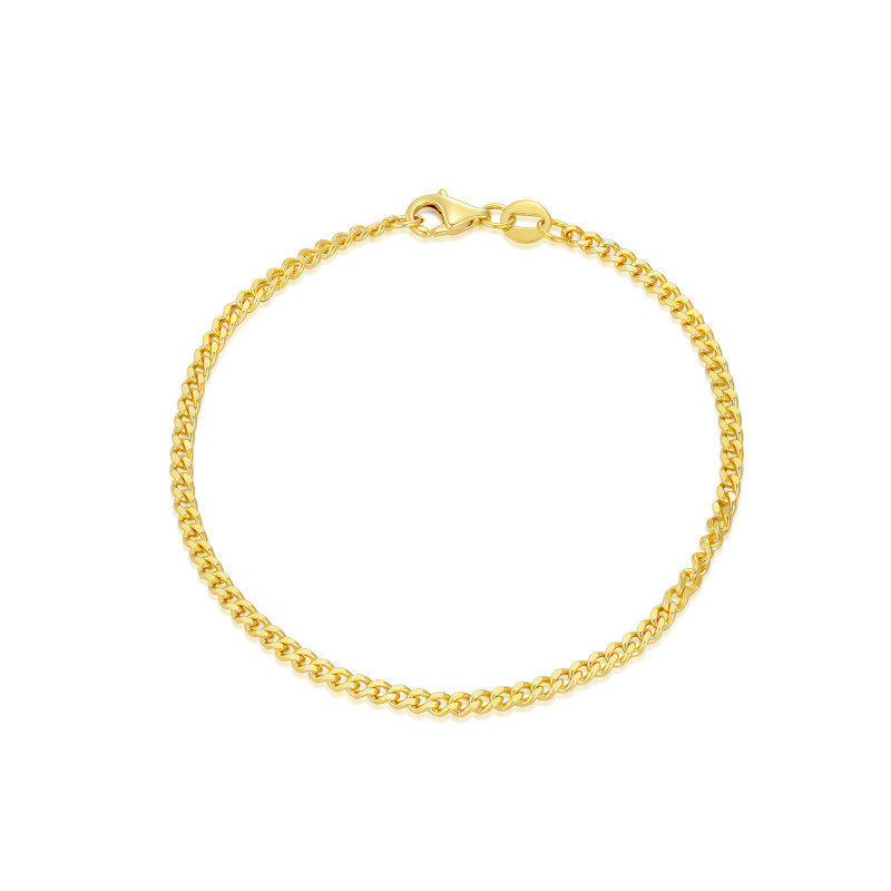 10K Yellow Gold 2.2 MM Curb Link Chain Bracelet-1