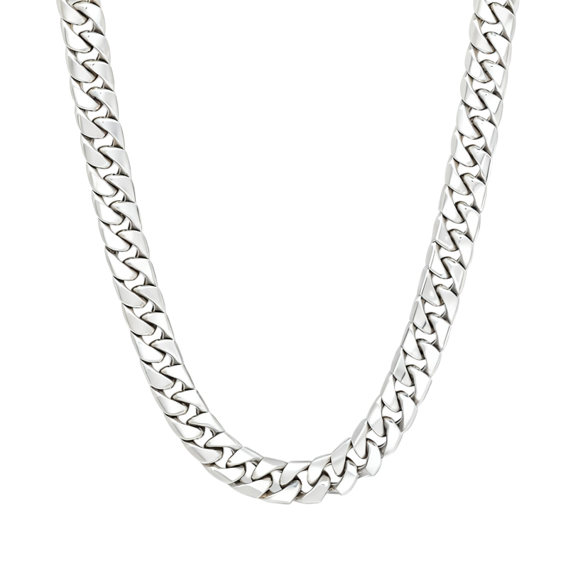 Collier à maillons gourmette en platine plaqué or blanc pour homme-1