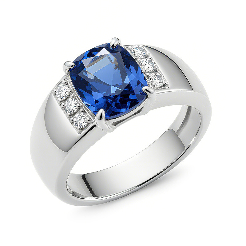 Anillo de compromiso de oro blanco de 18 quilates con talla cojín-1