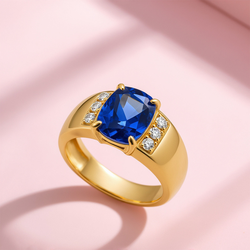 Anillo de compromiso de oro blanco de 18 quilates con talla cojín-3