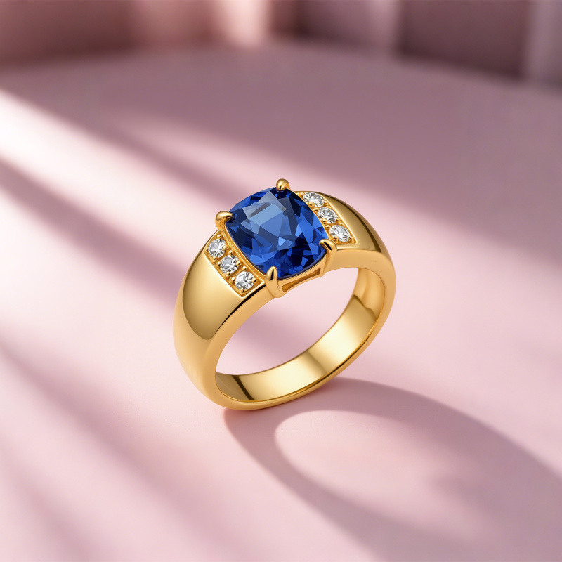 Anillo de compromiso de oro blanco de 18 quilates con talla cojín-4