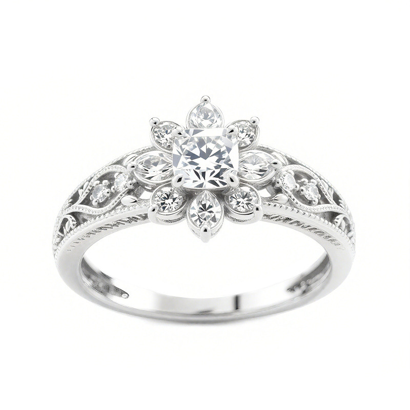 Bague de fiançailles en or rose 18 carats, taille coussin-2