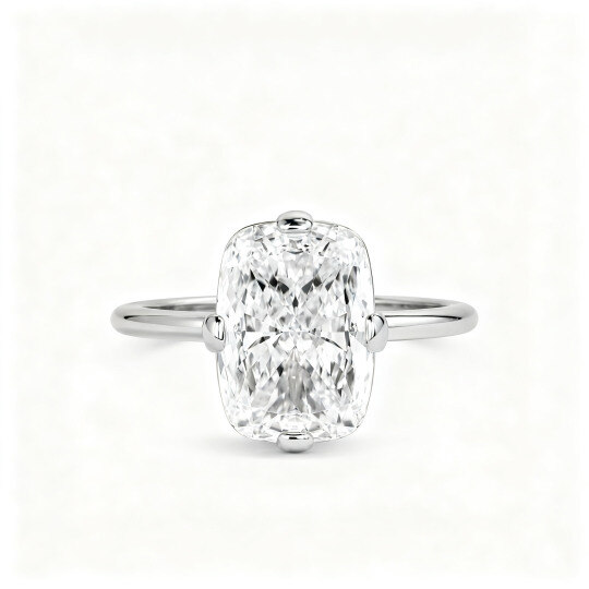 Verlobungsring aus 18-karätigem Weißgold mit kissenförmigem, im Labor gezüchtetem Diamanten (Farbe D, Reinheit VVS1/VS1, 3EX, IGI-zertifiziert).