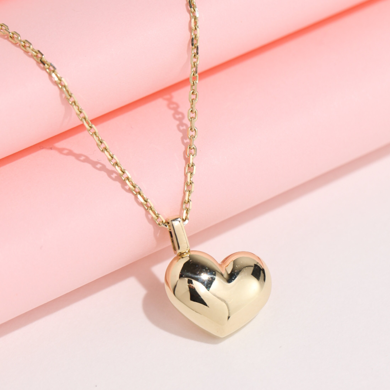 Collar con urna en forma de corazón personalizada en oro vermeil para cenizas-6