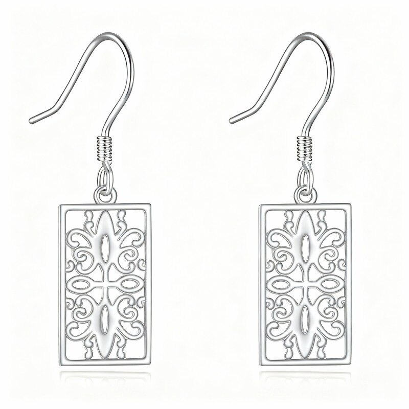 18K White Gold Daffodil Drop Earrings-1