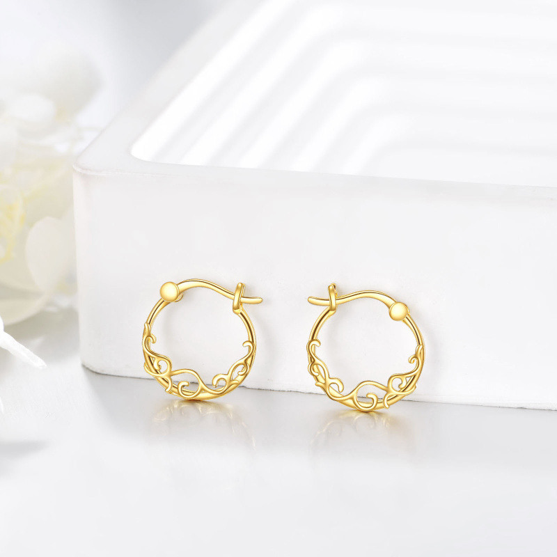 Pendientes de aro de oro blanco de 10 quilates con forma de narciso-3