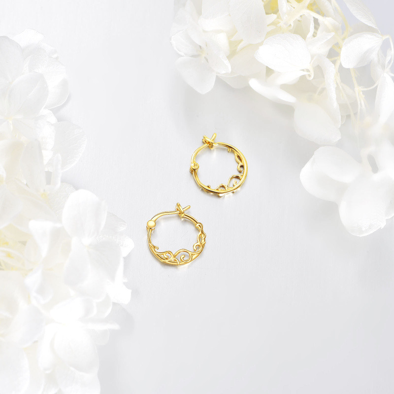 Pendientes de aro de oro blanco de 10 quilates con forma de narciso-4