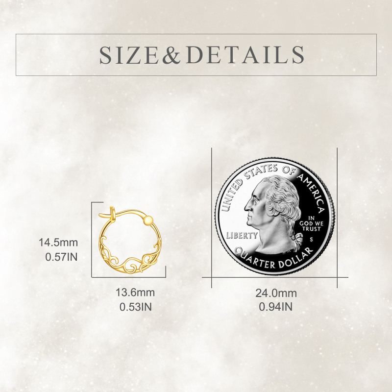 Pendientes de aro de oro blanco de 10 quilates con forma de narciso-5
