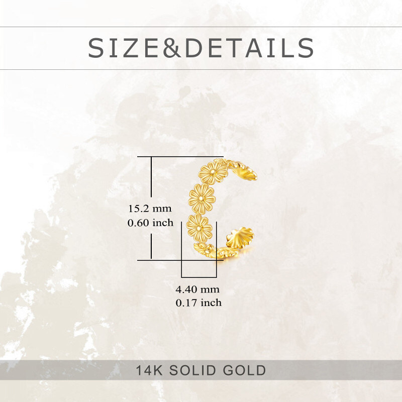 14K Gold Daisy Single Cuff Earrings-5