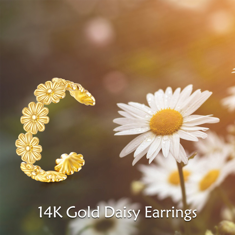 14K Gold Daisy Single Cuff Earrings-6