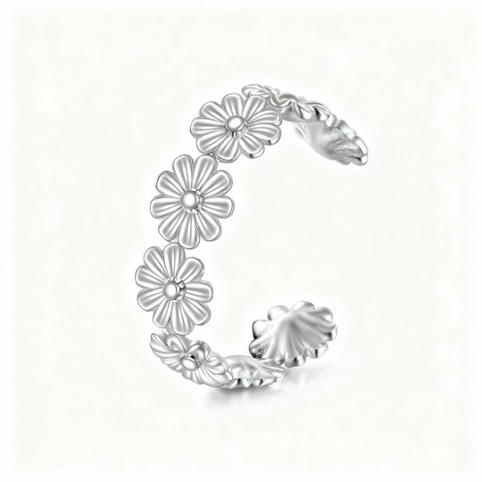10K White Gold Daisy Cuff Earrings