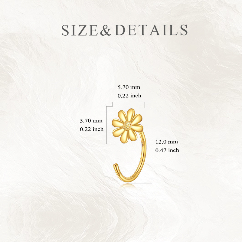 18K White Gold Daisy Hoop Earrings-5