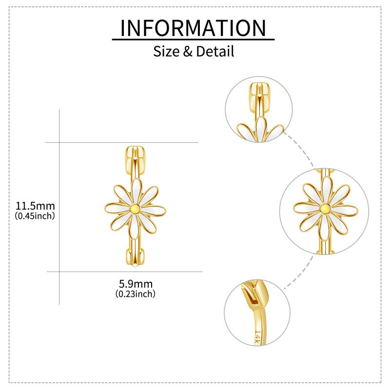 Pendientes de aro de margarita de oro de 10 quilates-5